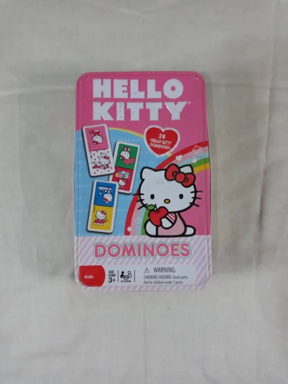 *Empty Box* Hello Kitty Dominoes Iron Tin Storage Box *VINTAGE* in Good Cond